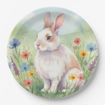 Assiettes en papier de lapin de Pâques mignonnes