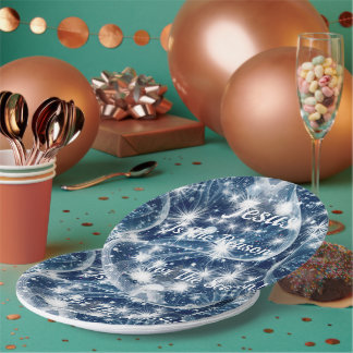 Assiettes en papier de Noël bleues "Jésus est la r