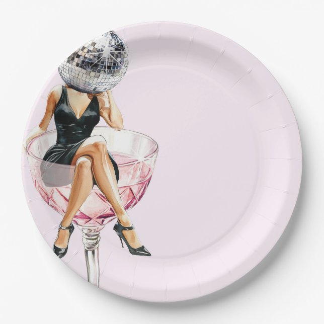 Assiettes en papier disco party (Devant)