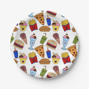 Assiettes en papier drôles de fast-food