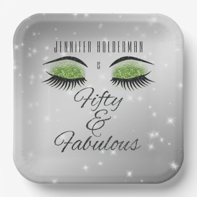 Assiettes en papier Fabulux 50 Noir et Vert Glam E (Recto)
