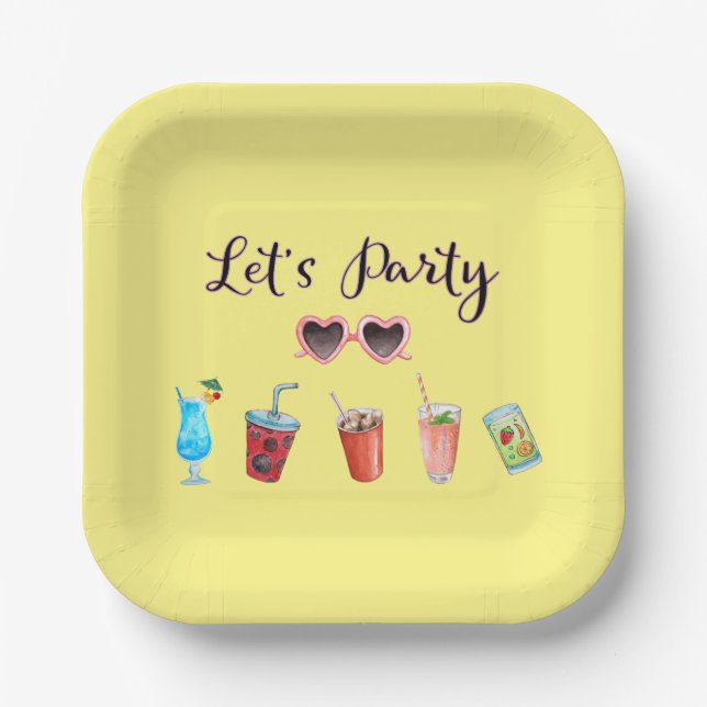 Assiettes en papier Faisons la fête en été (Recto)