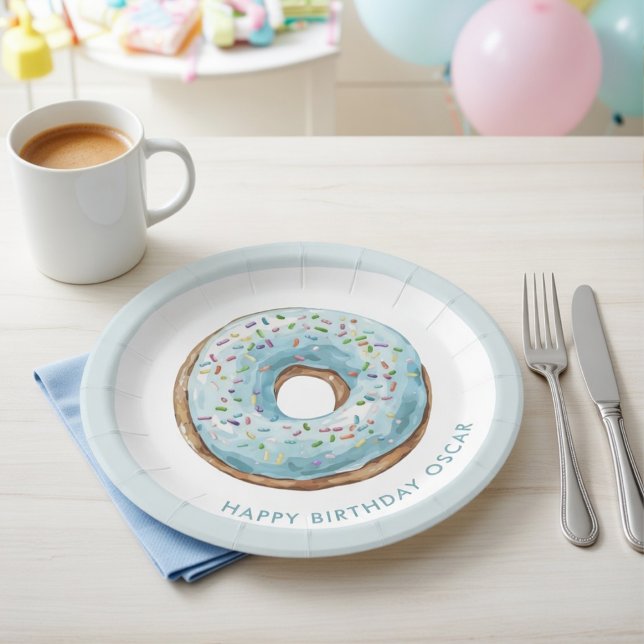 Assiettes en Papier Fête d'Anniversaire Donut | Do (Créateur téléchargé)