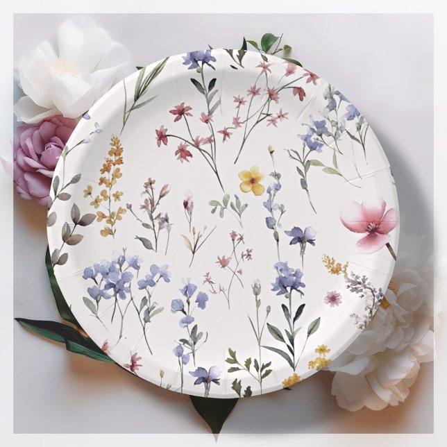 Assiettes en papier Fête de Bébé Fleur Sauvage (Créateur téléchargé)