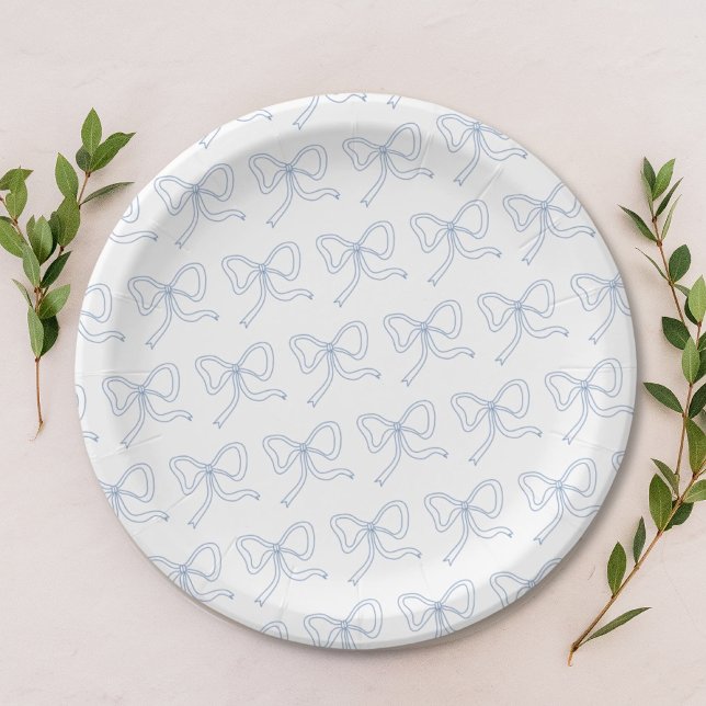 Assiettes en papier Fête de Bébé Ruban Bleu Coquet (Personalized Blue Ribbon Baby Shower Paper Plates
)