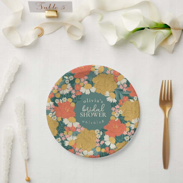 Assiettes en Papier Fête de Mariage Bouquet Floral (Mariage)