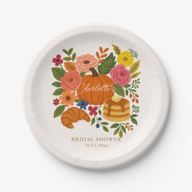 Assiettes en papier Fête de mariage Floral de citr (Devant)