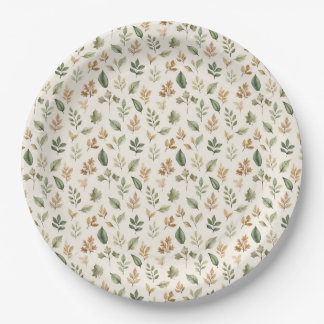 Assiettes en papier feuilles de forêt de bois
