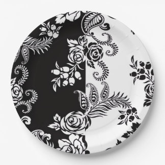 Assiettes en Papier Fleuris Monochromes Élégants p
