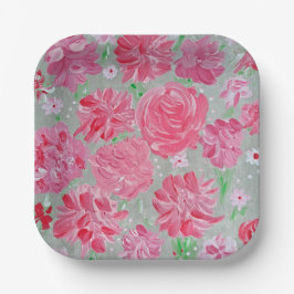 Assiettes en papier Fleurs d'amour en fleurs