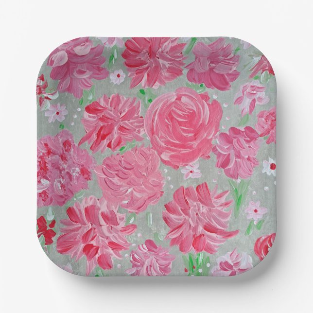 Assiettes en papier Fleurs d'amour en fleurs (Recto)
