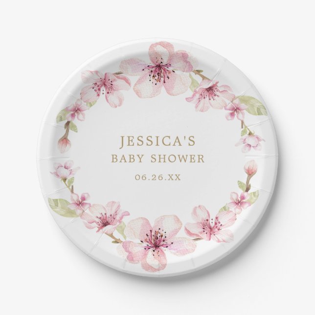 Assiettes en papier Fleurs de Cerisier (Devant)