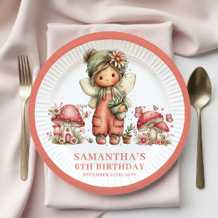 Assiettes en papier fleurs roses pour 8ème anniver