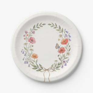 Assiettes en papier Fleurs sauvages aquarelle pour