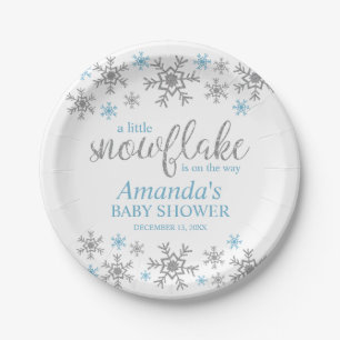 Assiettes en papier Flocon de neige bleu pour Baby