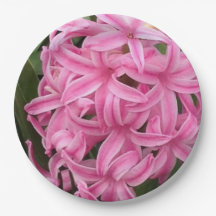 Assiettes en papier floral Jacinthes roses jolies