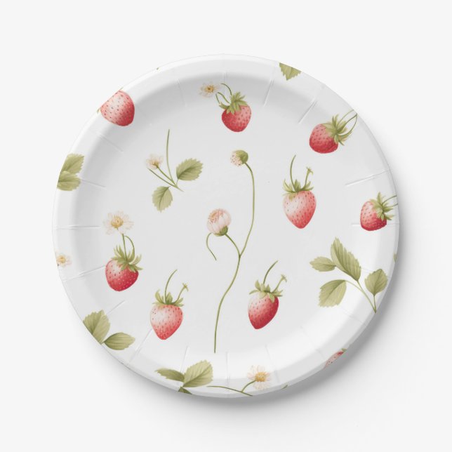 Assiettes en papier fraises très sucrées (Devant)