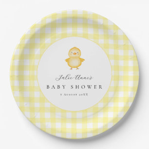 Assiettes en papier Gingham Canard Jaune pour Baby