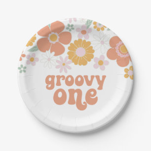 Assiettes en papier Groovy One Retro Floral pour a