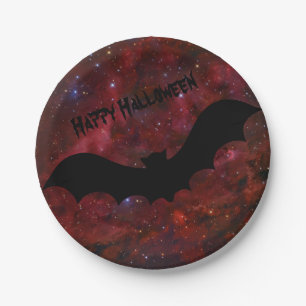 Assiettes en papier Halloween ciel sanglant rouge