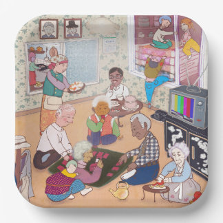 Assiettes en Papier Illustrées Colorées