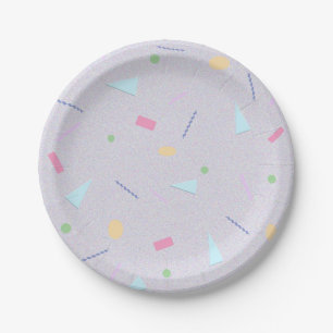 Assiettes en papier imprimé violet pâle des années