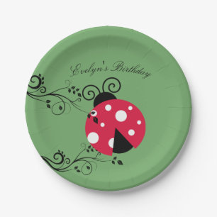 Assiettes en papier Ladybug botanique