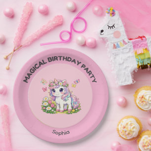 Assiettes en papier Licorne Magique pour Anniversa