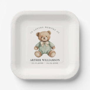 Assiettes en papier mémorial à l'aquarelle Ourson