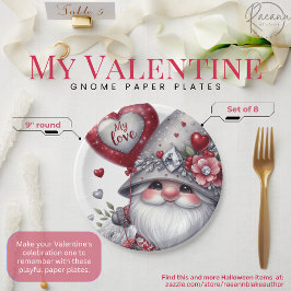 Assiettes en Papier Mon Amour Gnome