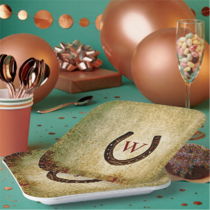 Assiettes en Papier Monogramme Fer à Cheval
