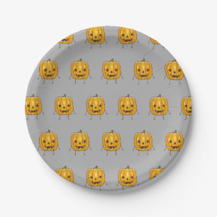 Assiettes en papier motif citrouille d'Halloween