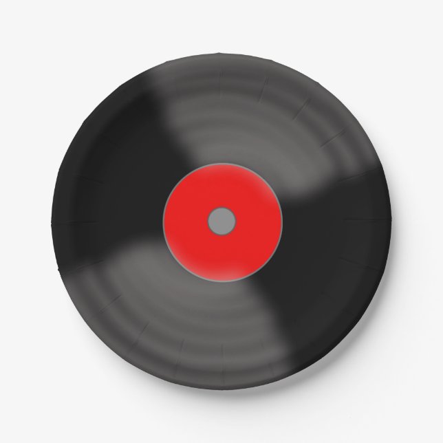 Assiettes en papier musique de fête disques vinyle (Devant)