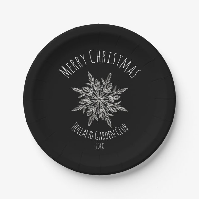 Assiettes en Papier Noël Flocon de Neige Cristal d (Devant)