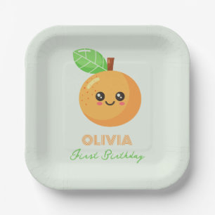 Assiettes en papier Orange Citron Cute pour 1er An