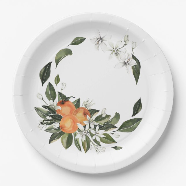 Assiettes en papier Orange Main Squeeze (Devant)
