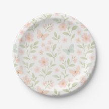 Assiettes en papier papillon floral printemps – pa