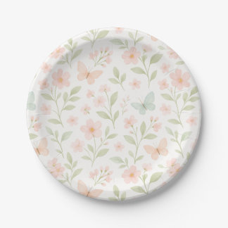 Assiettes en papier papillon floral printemps – pa