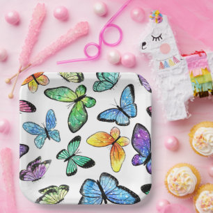 Assiettes en Papier Papillon - Fournitures de Fête