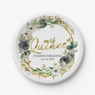 Assiettes en Papier Papillon Quinceanera Fleurs No