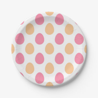 Assiettes en papier Pâques rose pêche de printemps