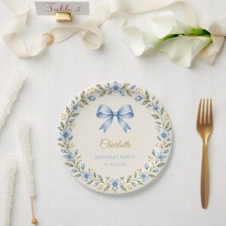 Assiettes en papier personnalisées avec un nœud fl
