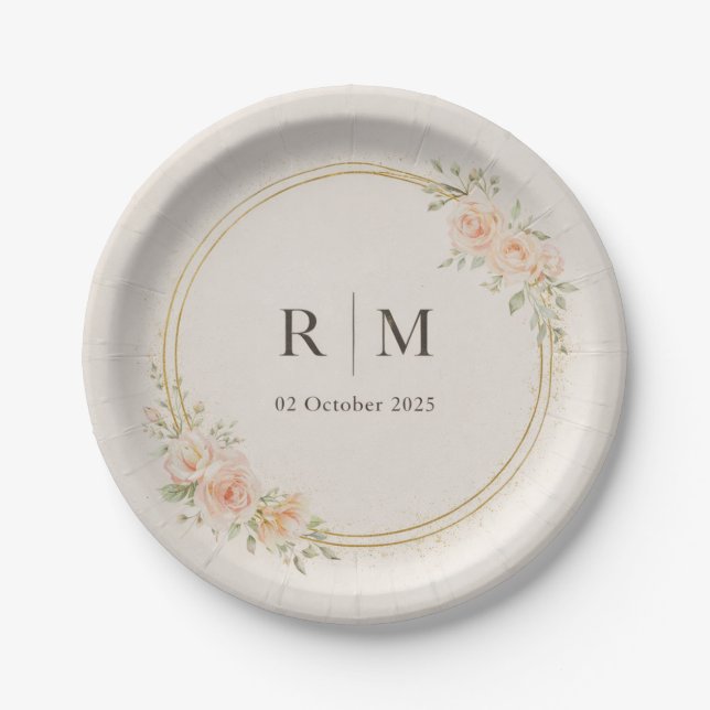 Assiettes en papier personnalisées pour mariage av (Devant)