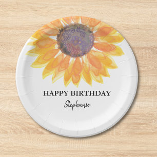 Assiettes en papier personnalisées Tournesol Joyeu
