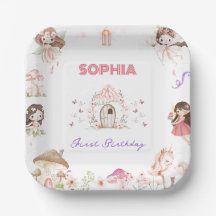 Assiettes en papier pour 1er anniversaire de Fée M