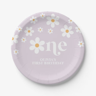 Assiettes en papier pour 1er anniversaire fleurs d