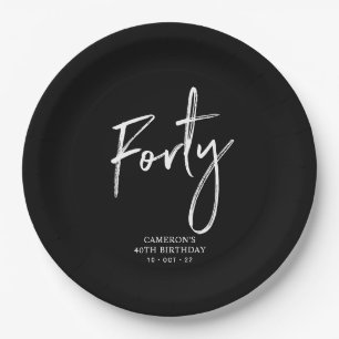 Assiettes en papier pour 40 ans Forty Modern Lette