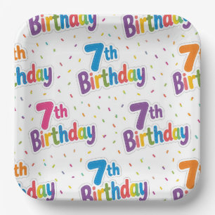 Assiettes en papier pour 7ème anniversaire, Septiè