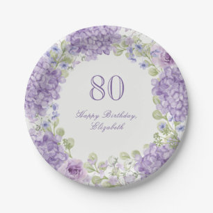 Assiettes en papier pour 80 ans élégantes fleurs v