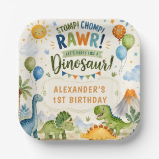 Assiettes en papier pour anniversaire de dinosaure